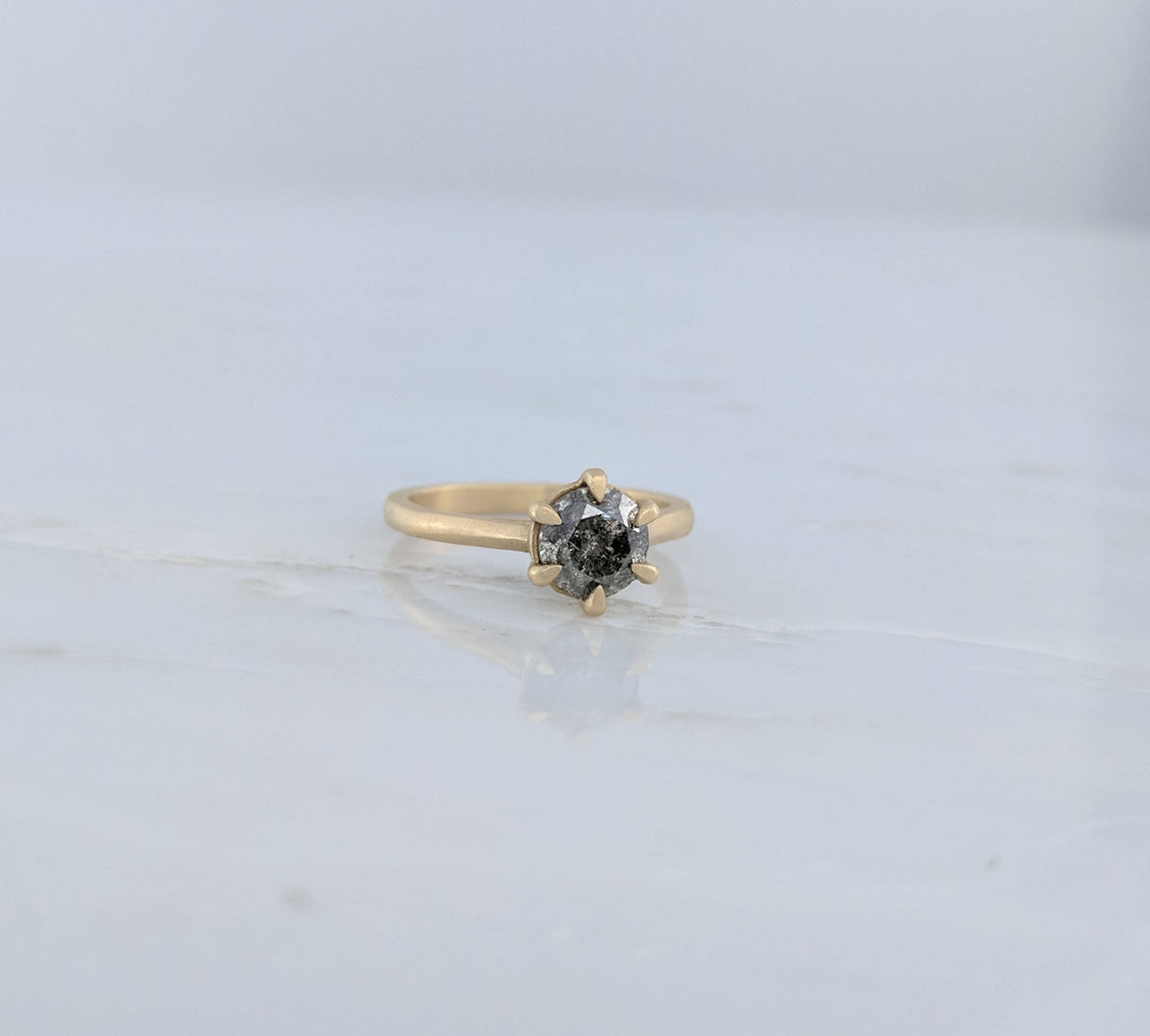 Salt and Pepper Diamond Ring in 14K Yellow Gold