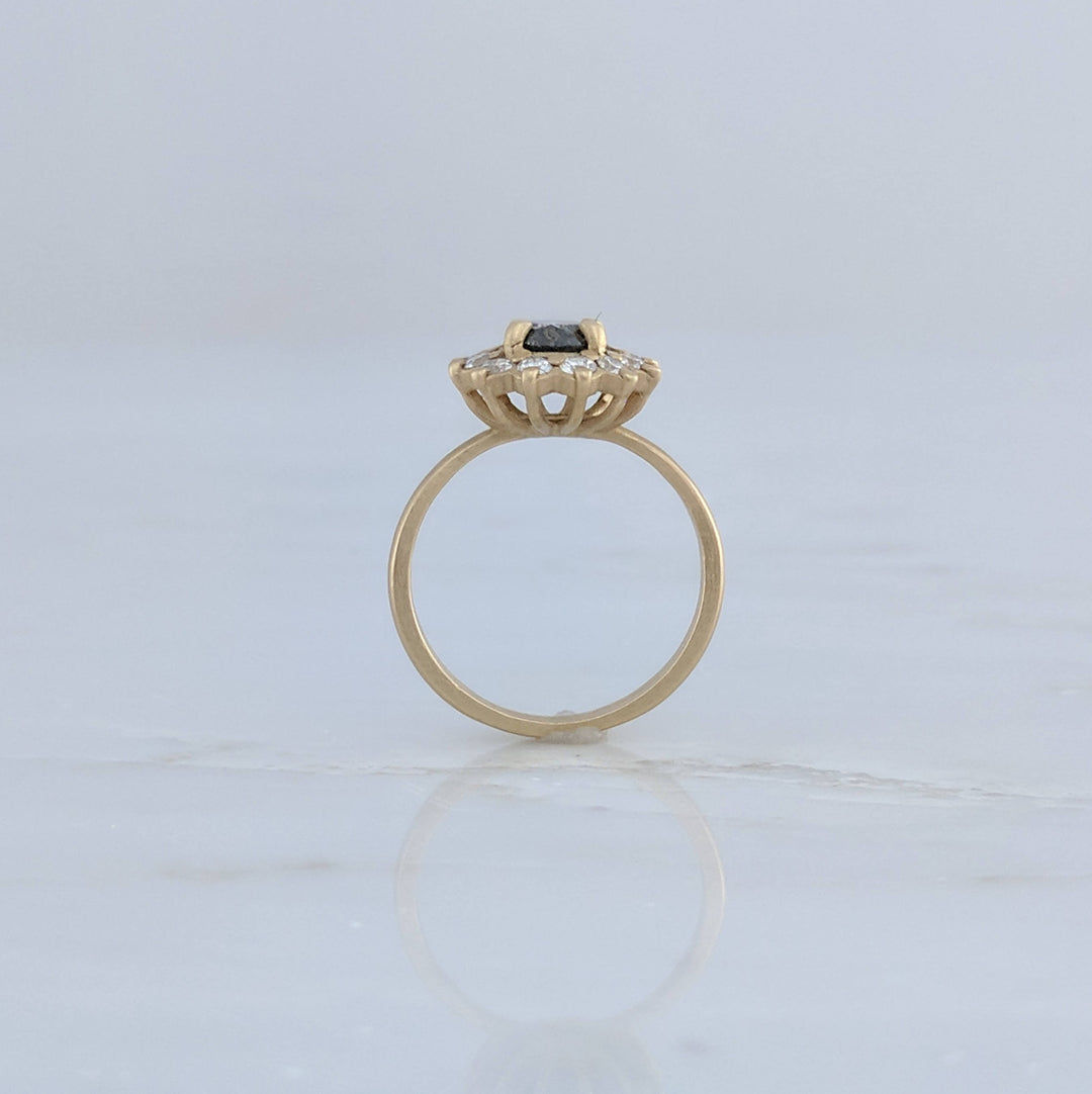 Gray Diamond Cluster Ring in 14K Yellow Gold