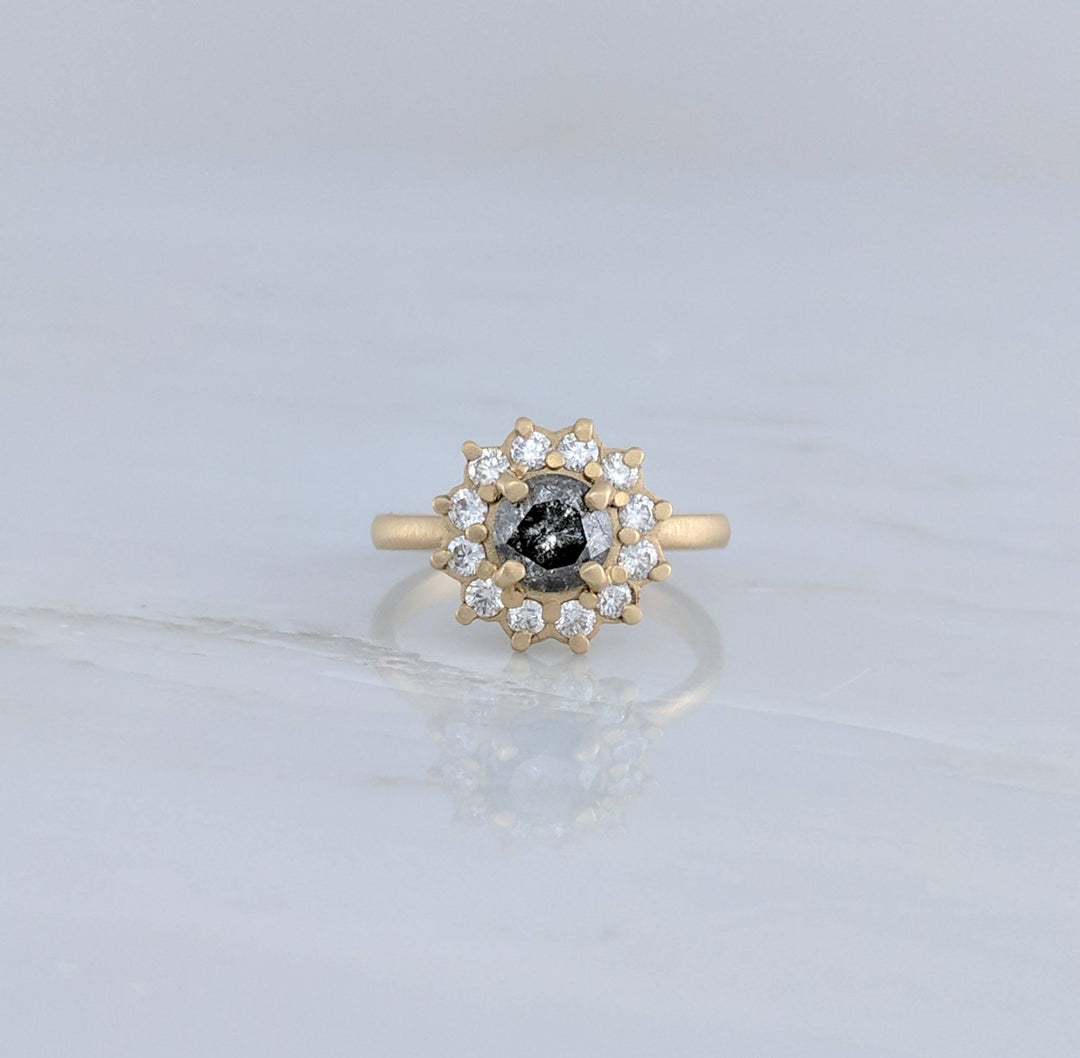 Gray Diamond Cluster Ring in 14K Yellow Gold