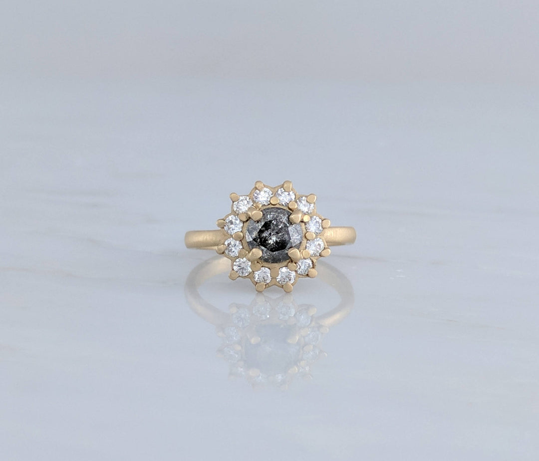 Gray Diamond Cluster Ring in 14K Yellow Gold