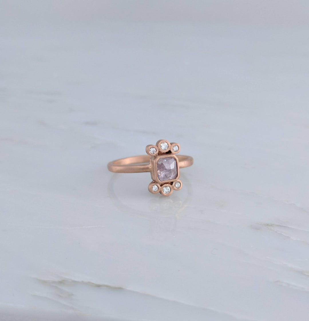 Pink Diamond Cluster Ring in Rose Gold