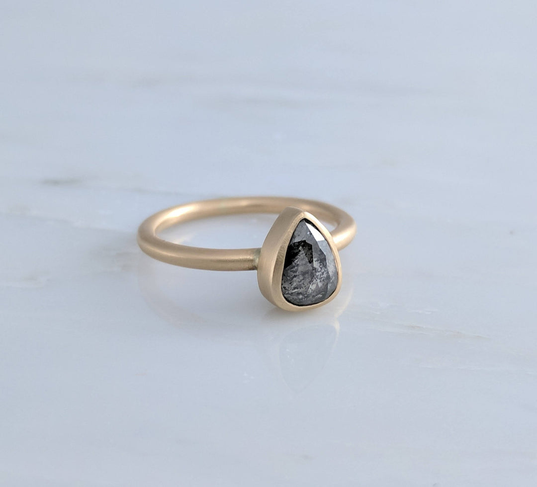 Salt Pepper Diamond Ring in 14K Yellow Gold