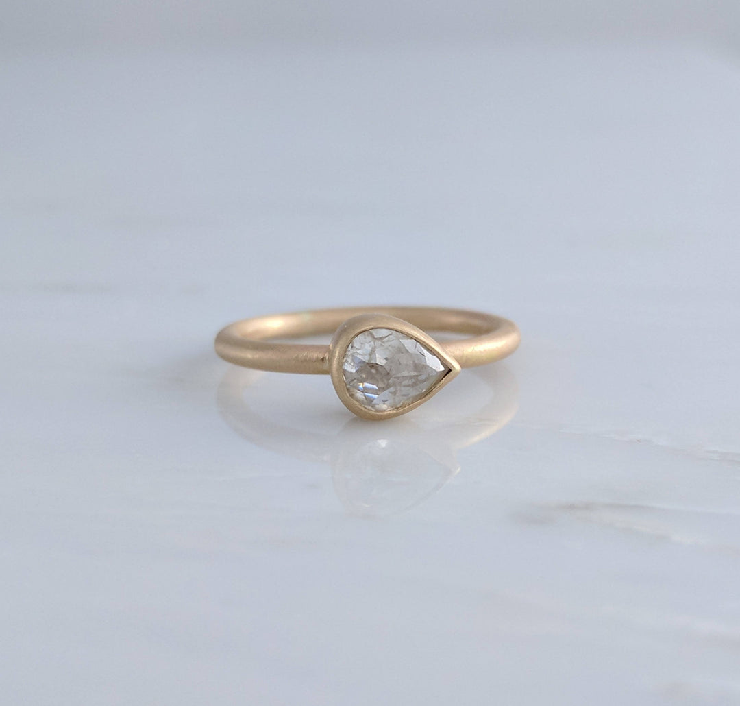 Translucent Pear Diamond Ring in 14K Yellow Gold