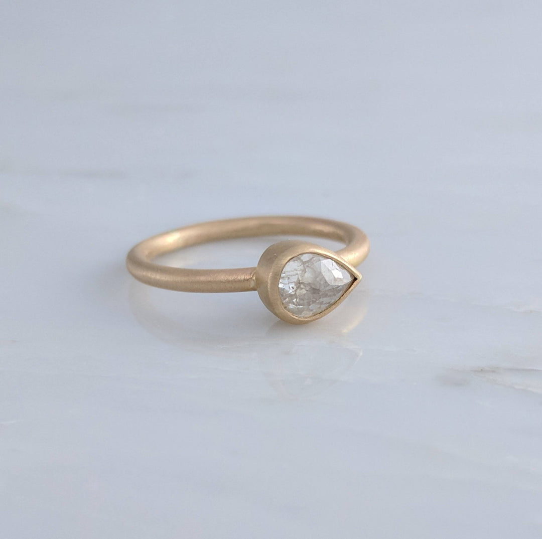 Translucent Pear Diamond Ring in 14K Yellow Gold