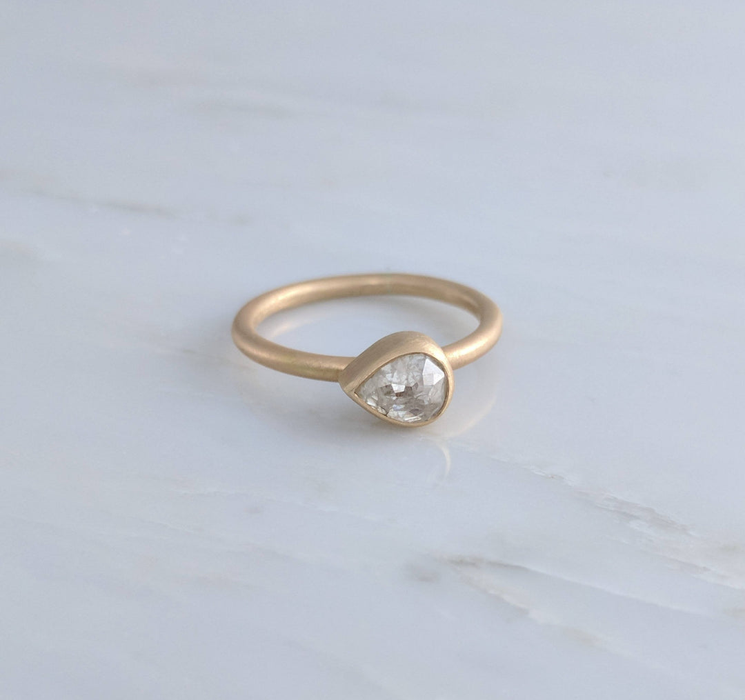 Translucent Pear Diamond Ring in 14K Yellow Gold