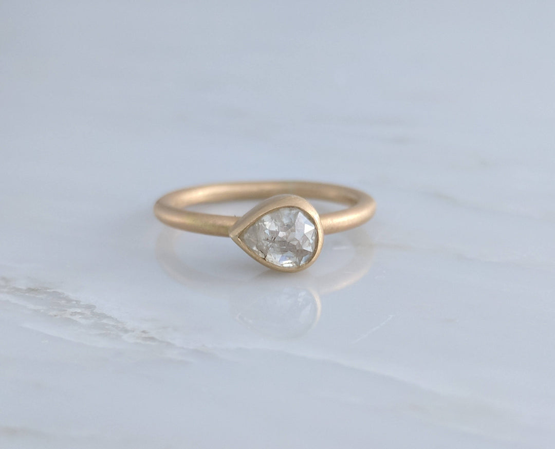 Translucent Pear Diamond Ring in 14K Yellow Gold