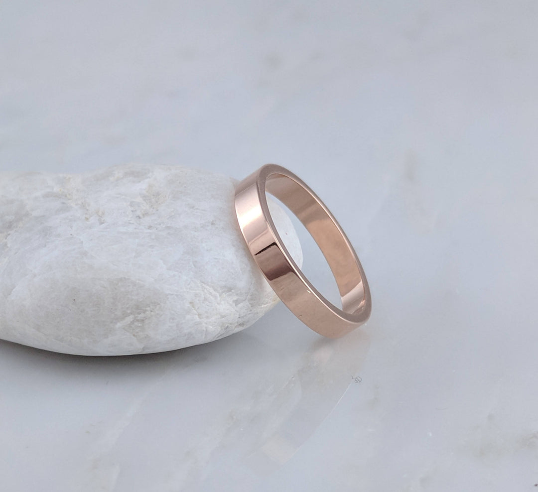 3mm 14K Rose Gold Flat Band