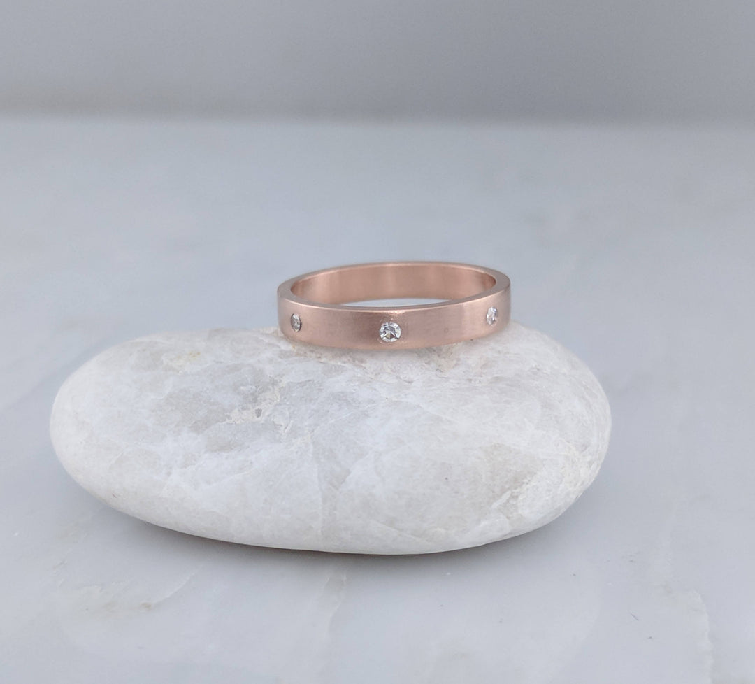 Flush Set Diamond Band in 14K Rose Gold