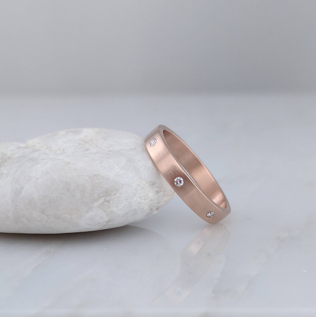 Flush Set Diamond Band in 14K Rose Gold