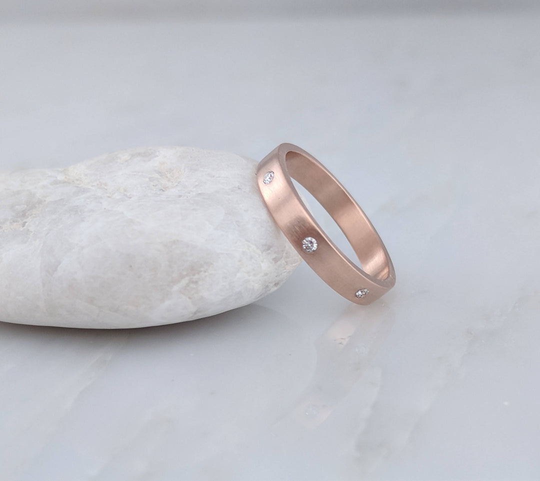 Flush Set Diamond Band in 14K Rose Gold