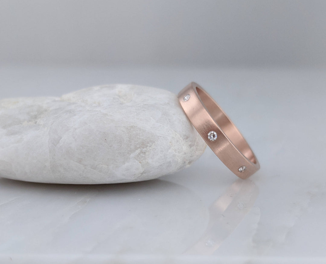 Flush Set Diamond Band in 14K Rose Gold