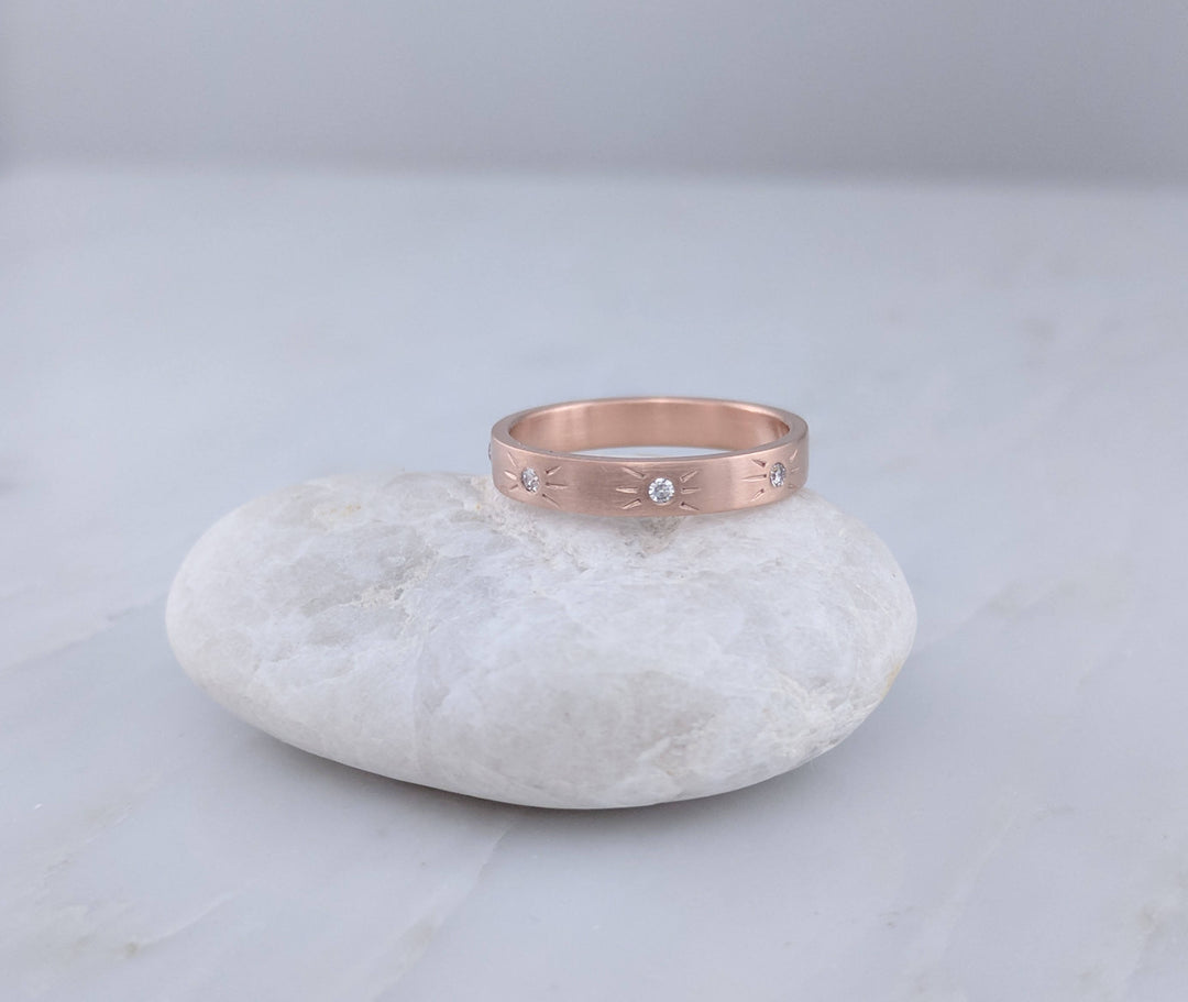 Starburst Diamond Band in 14K Rose Gold