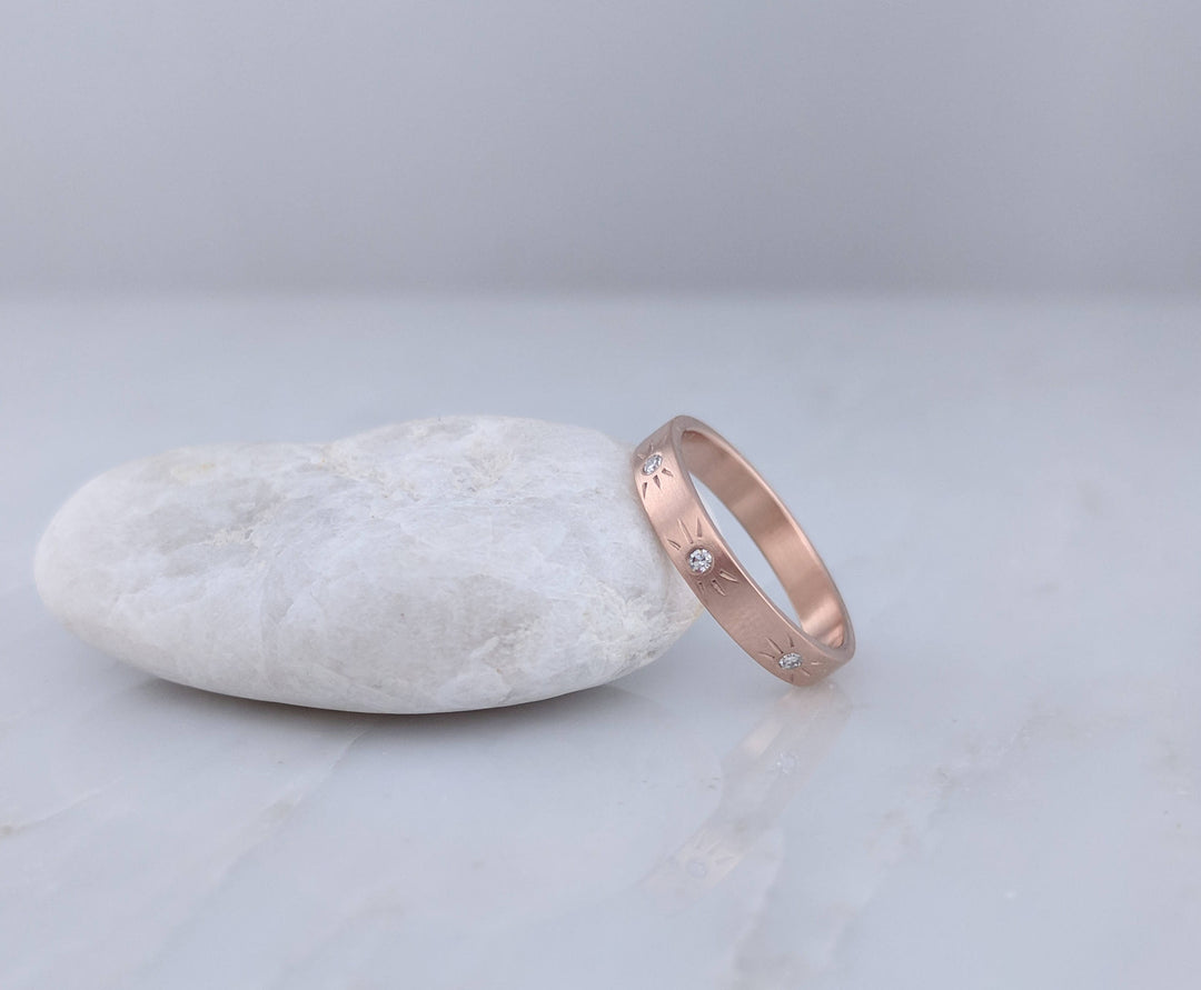 Starburst Diamond Band in 14K Rose Gold