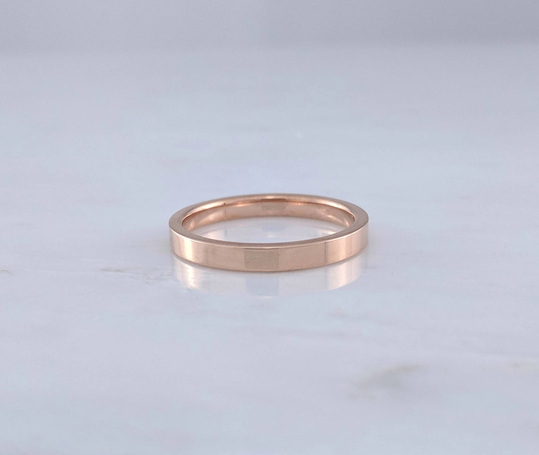 Men's 3mm 14K Rose Gold Flat Band