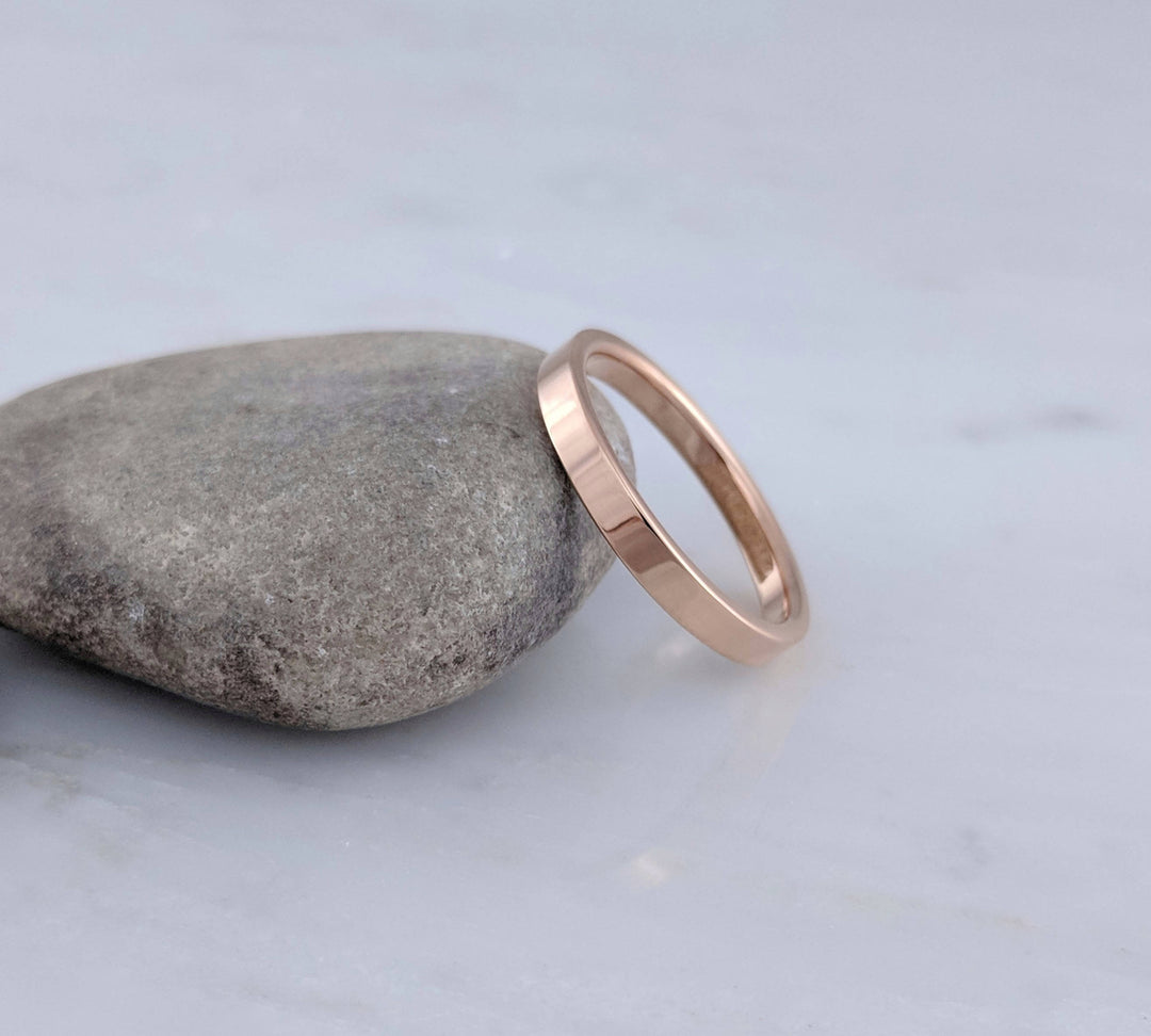 Men's 3mm 14K Rose Gold Flat Band