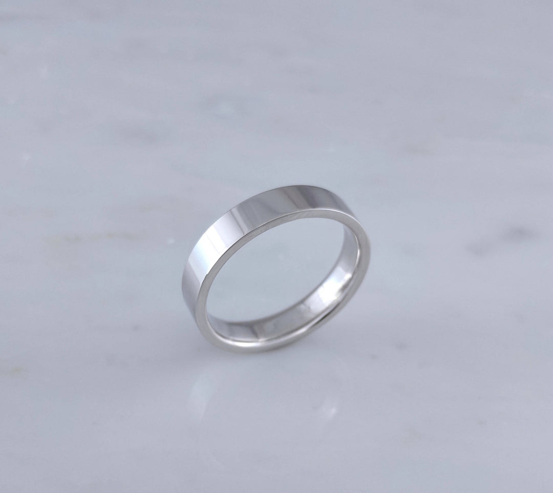 Men's 5mm 14K White Gold Flat Band