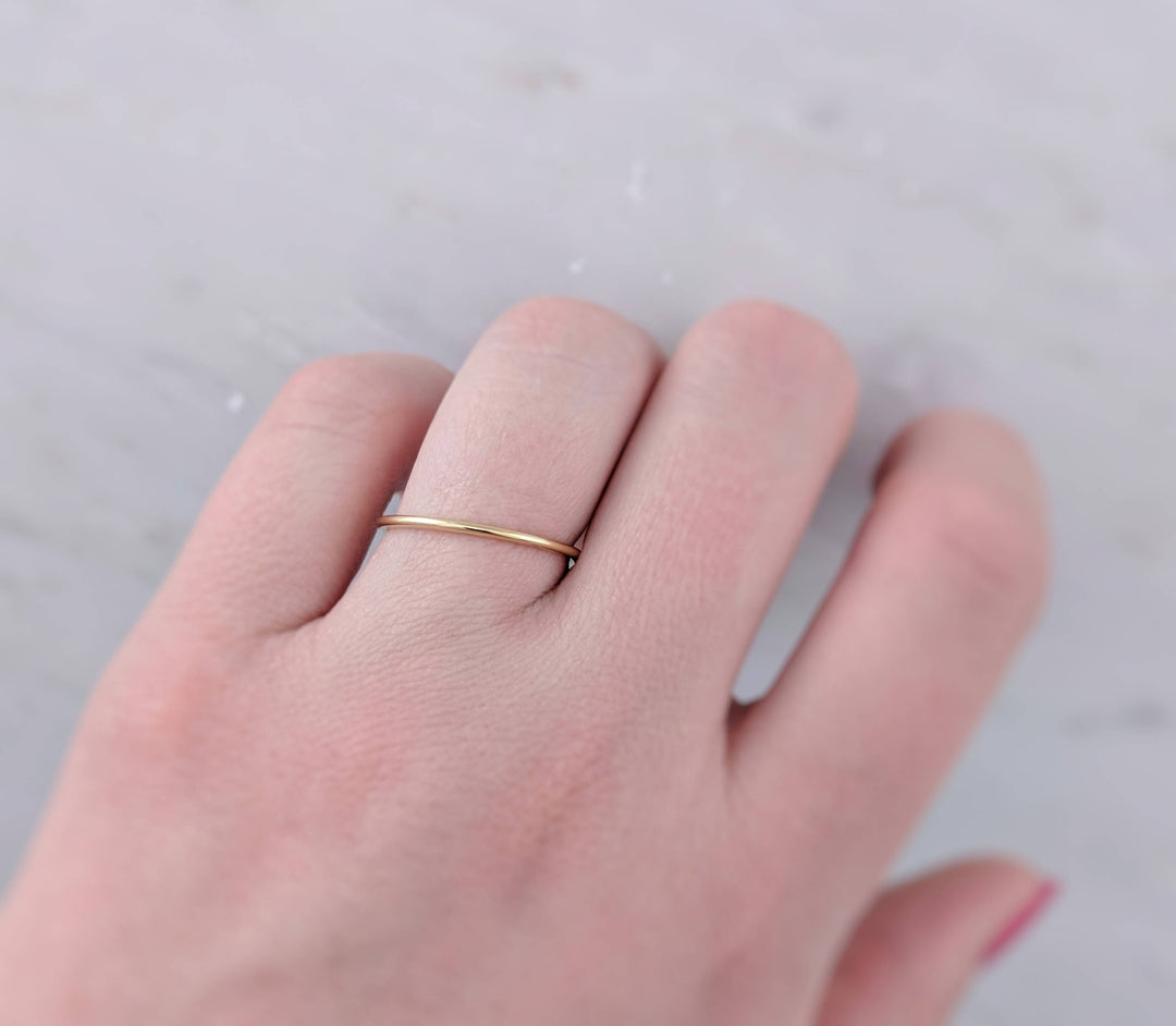 Thin 14K Half Round Band | Yellow Gold