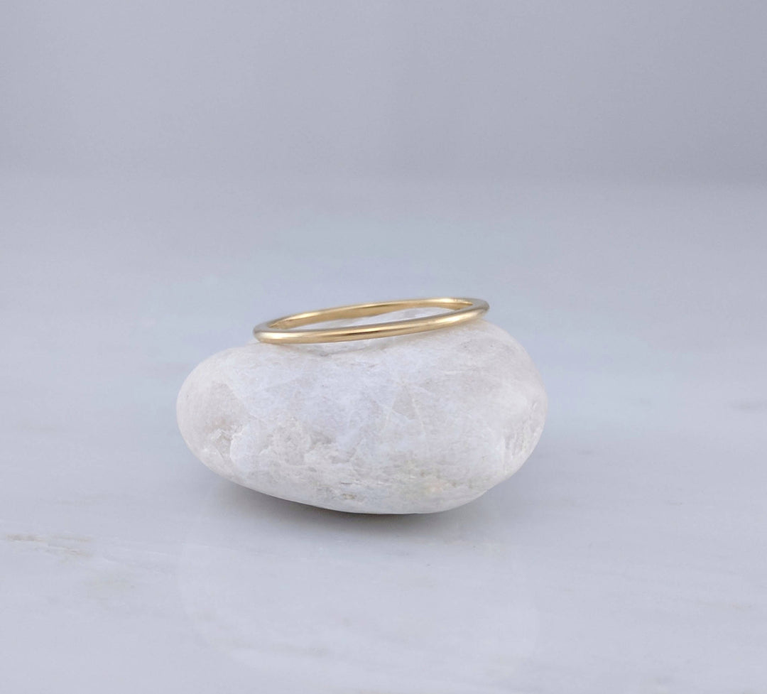 Thin 14K Half Round Band | Yellow Gold