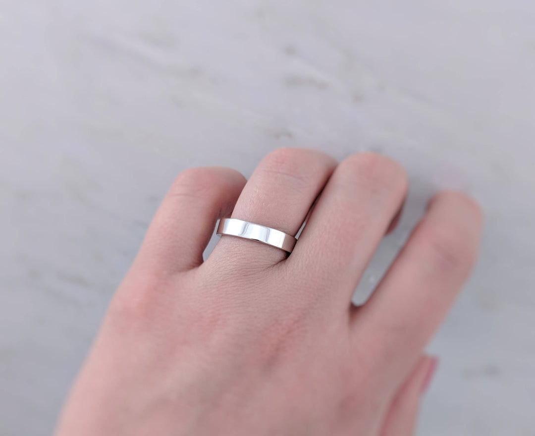 4mm 14K White Gold Flat Band