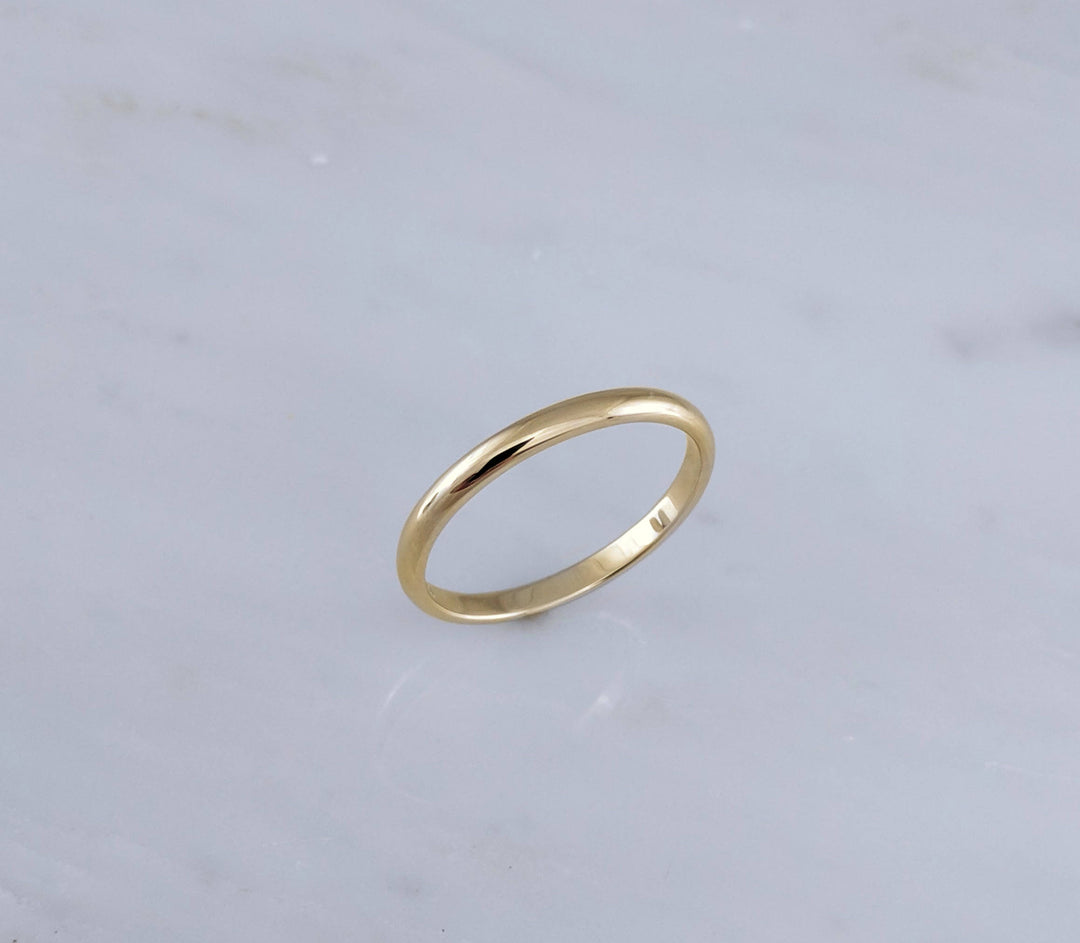 2mm 14K Yellow Gold Half Round Band