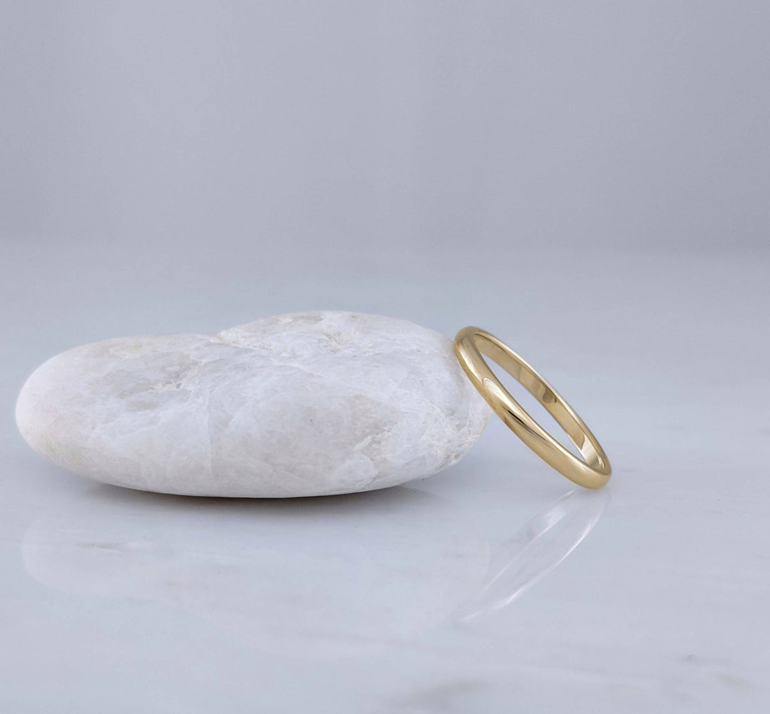 2mm 14K Yellow Gold Half Round Band