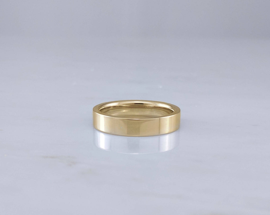 4mm 14K Yellow Gold Flat Wedding Band