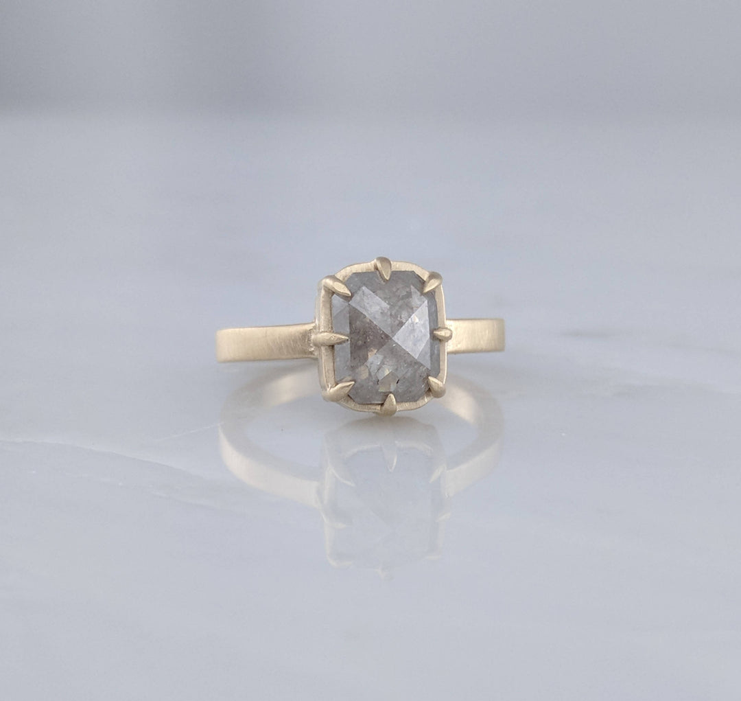 Grey Diamond Ring in 8 Prong Setting | Yellow Gold