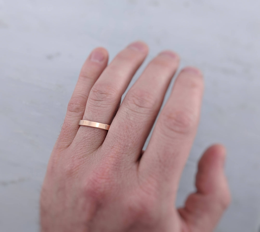 Men's 3mm 14K Rose Gold Flat Band