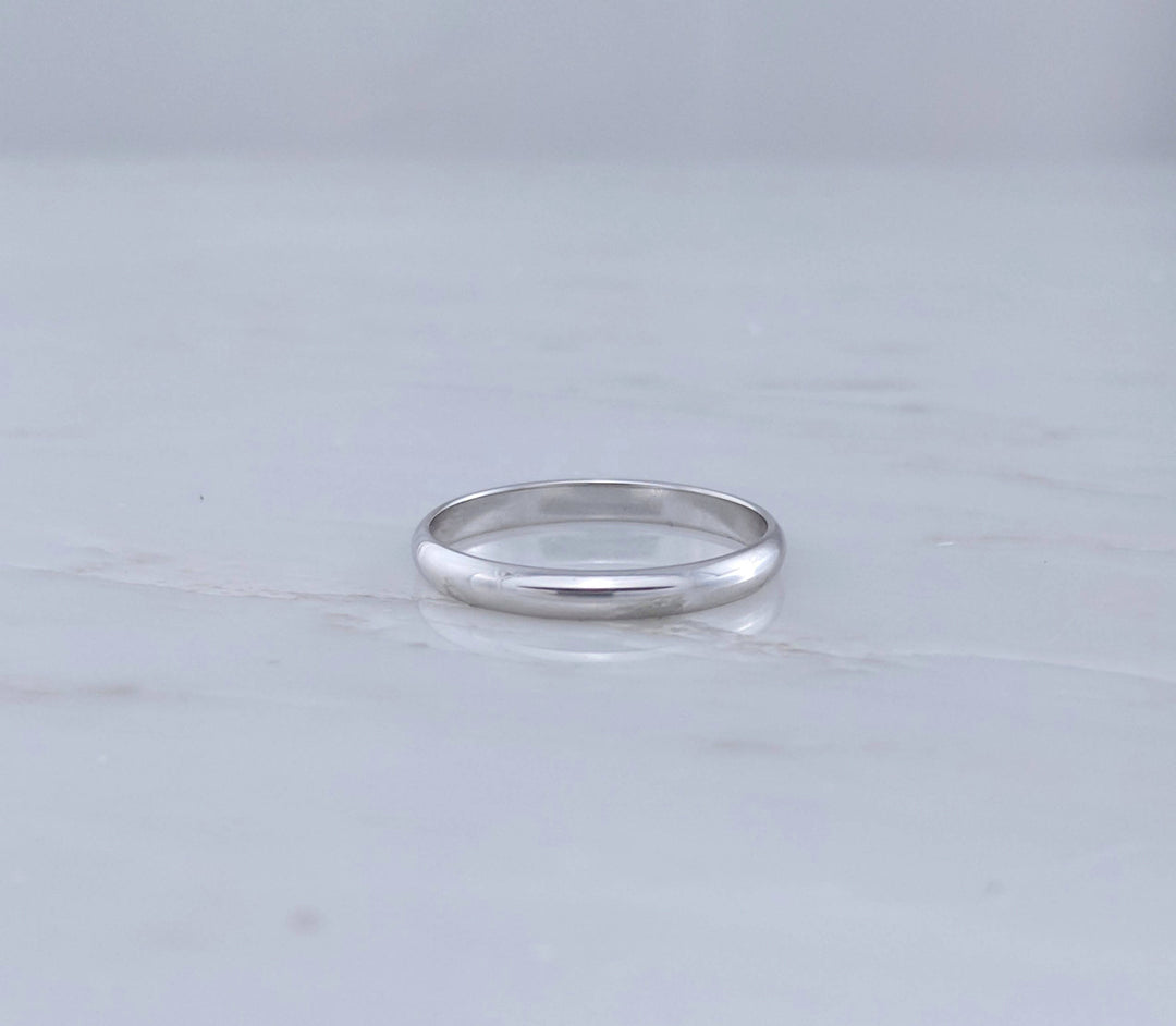 Men's 3mm 14K White Gold Half Round Band