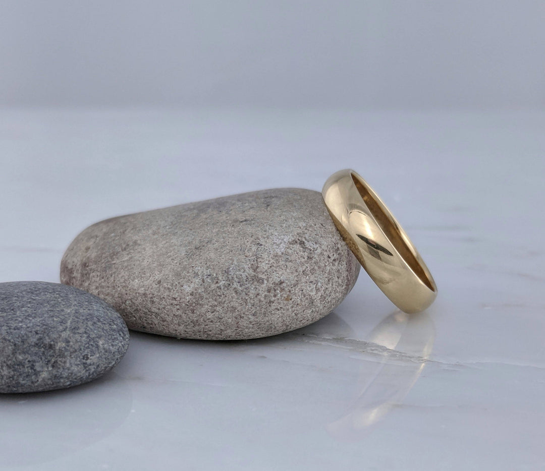 Men's 5mm 14K Yellow Gold Half Round Wedding Band