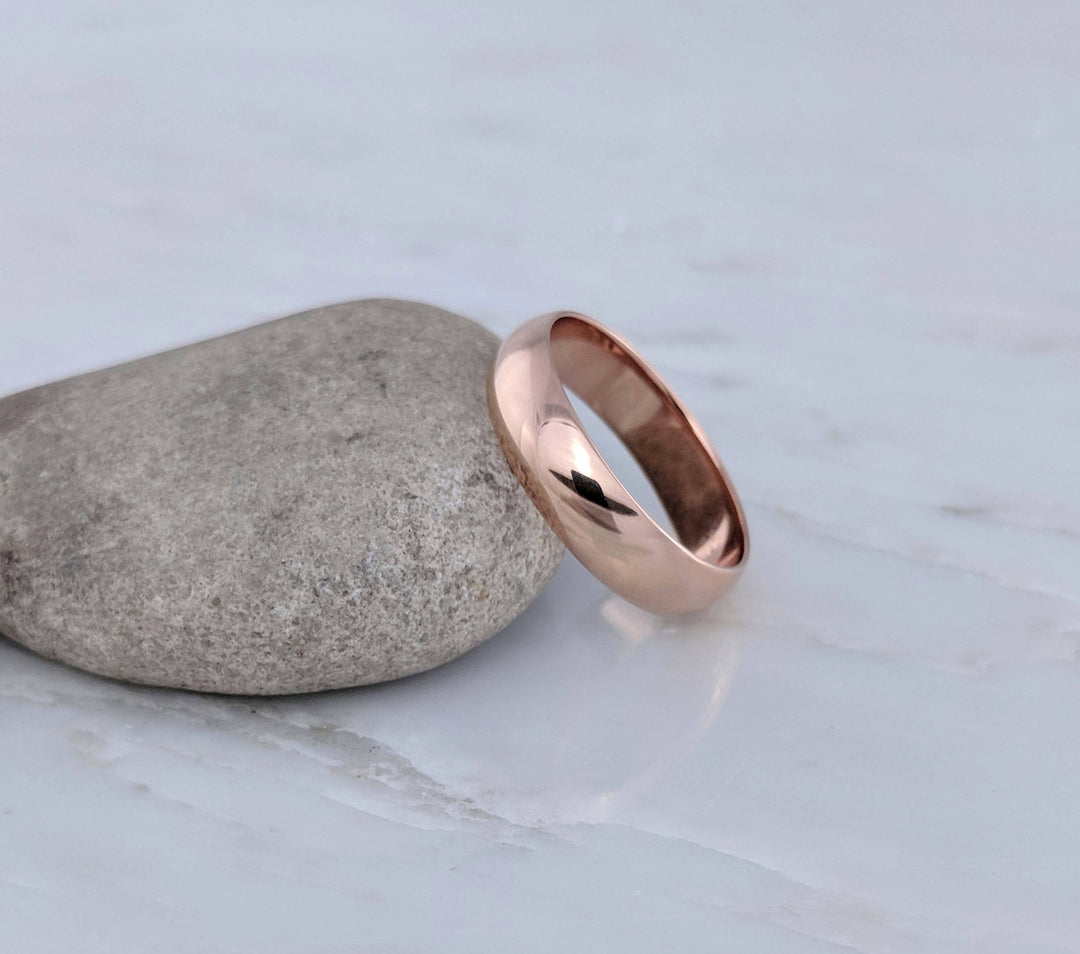 Men's 6mm 14K Rose Gold Half Round Band