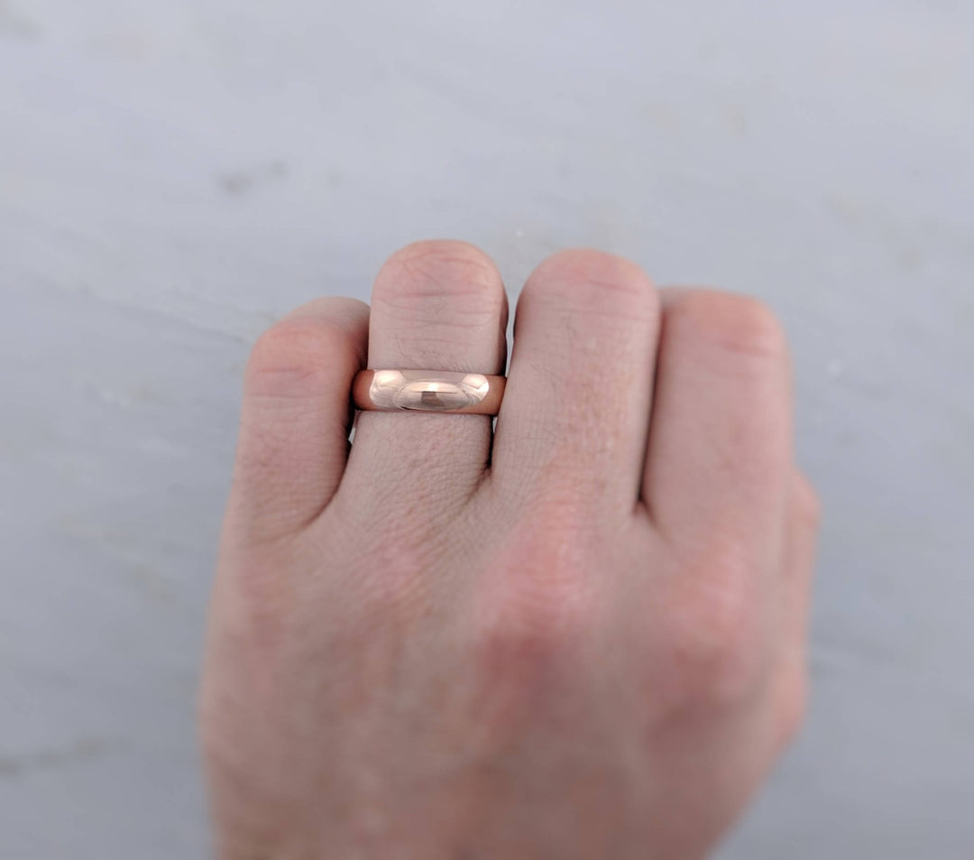 Men's 6mm 14K Rose Gold Half Round Band