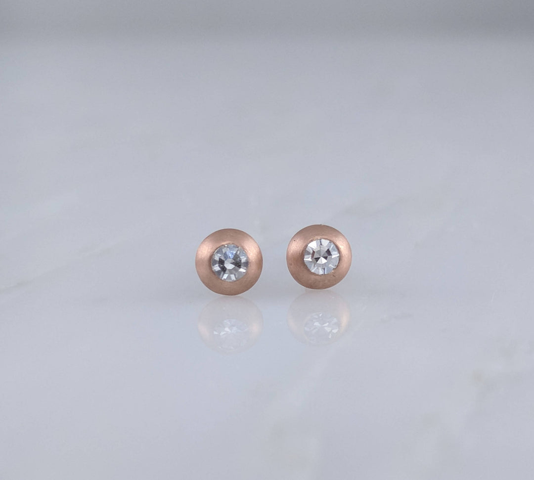 Round Diamond Stud Earrings in 14K Rose Gold