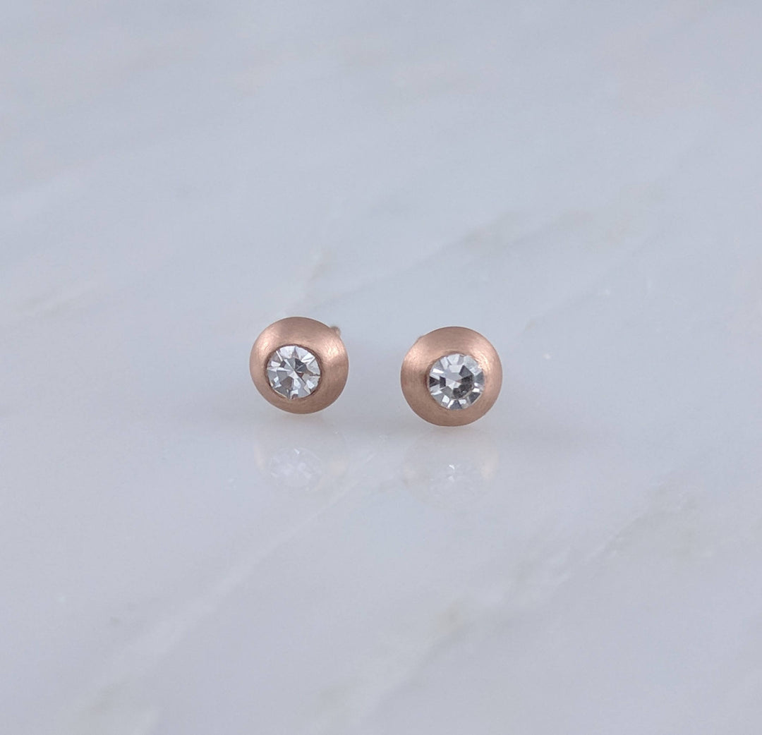 Round Diamond Stud Earrings in 14K Rose Gold