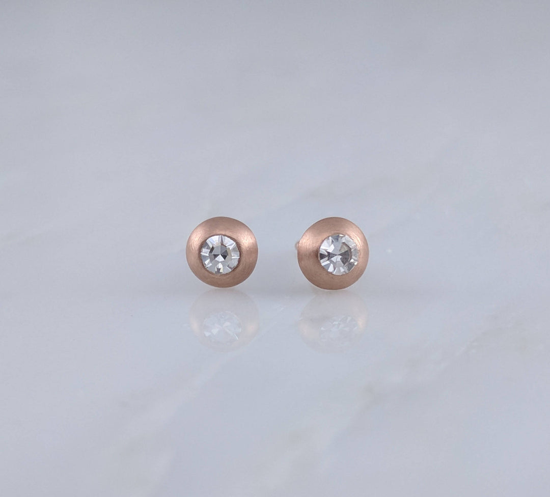 Round Diamond Stud Earrings in 14K Rose Gold