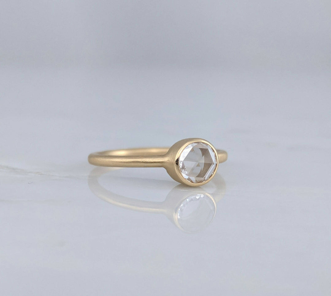 Rose Cut Diamond Ring Set in 18K Yellow Gold