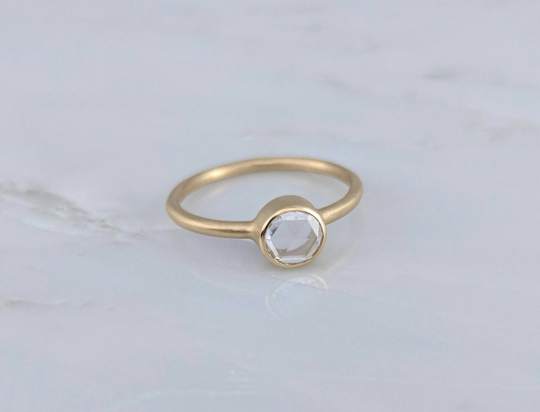 Rose Cut Diamond Ring Set in 18K Yellow Gold