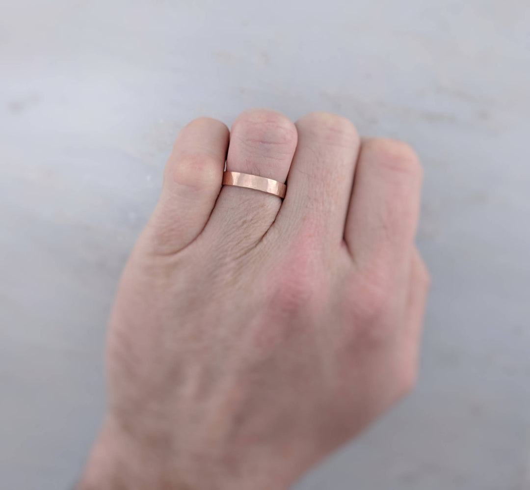 Men's 4mm Hammered Band in 14K Rose Gold