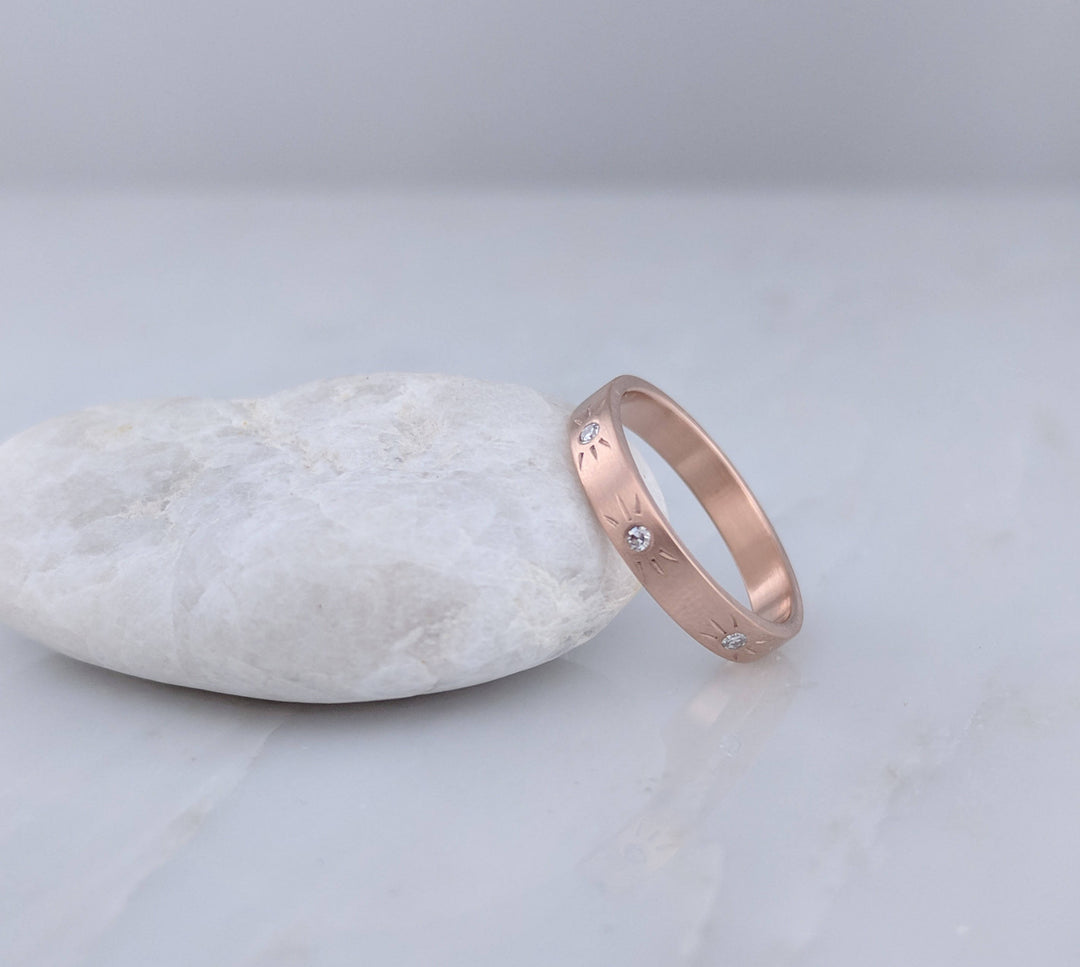 Starburst Diamond Band in 14K Rose Gold