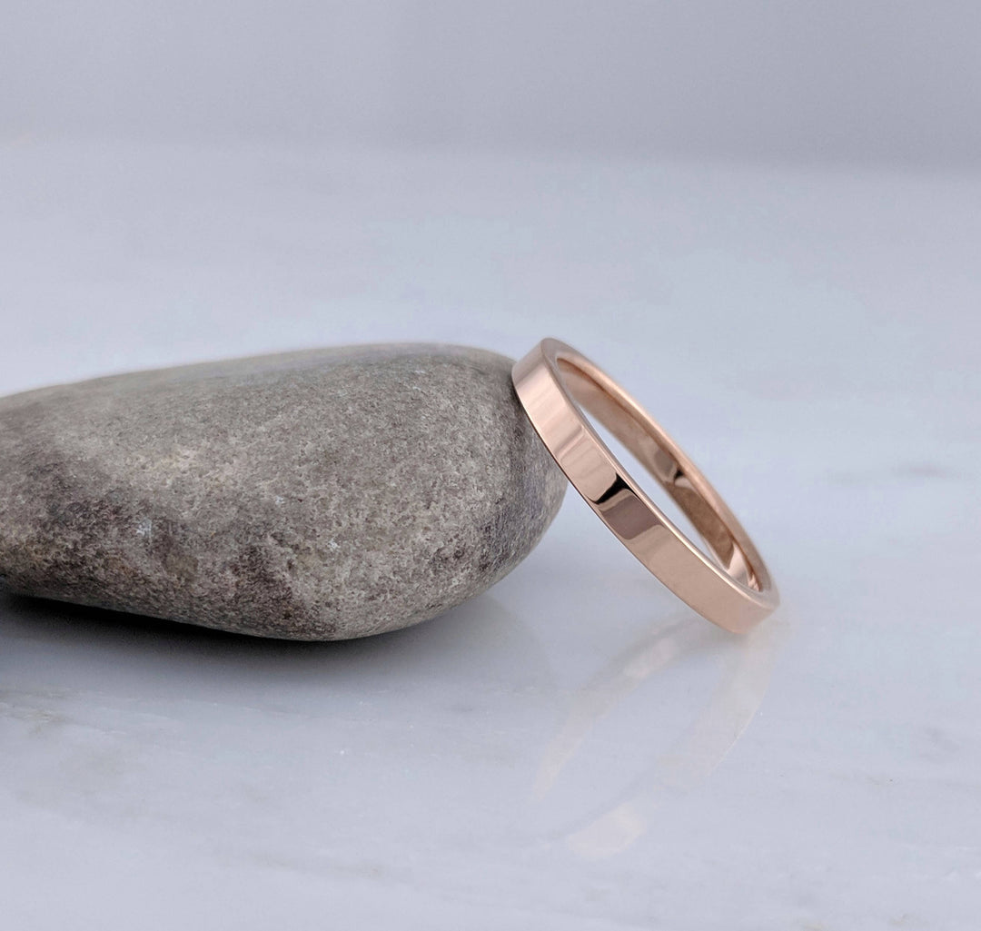 Men's 3mm 14K Rose Gold Flat Band