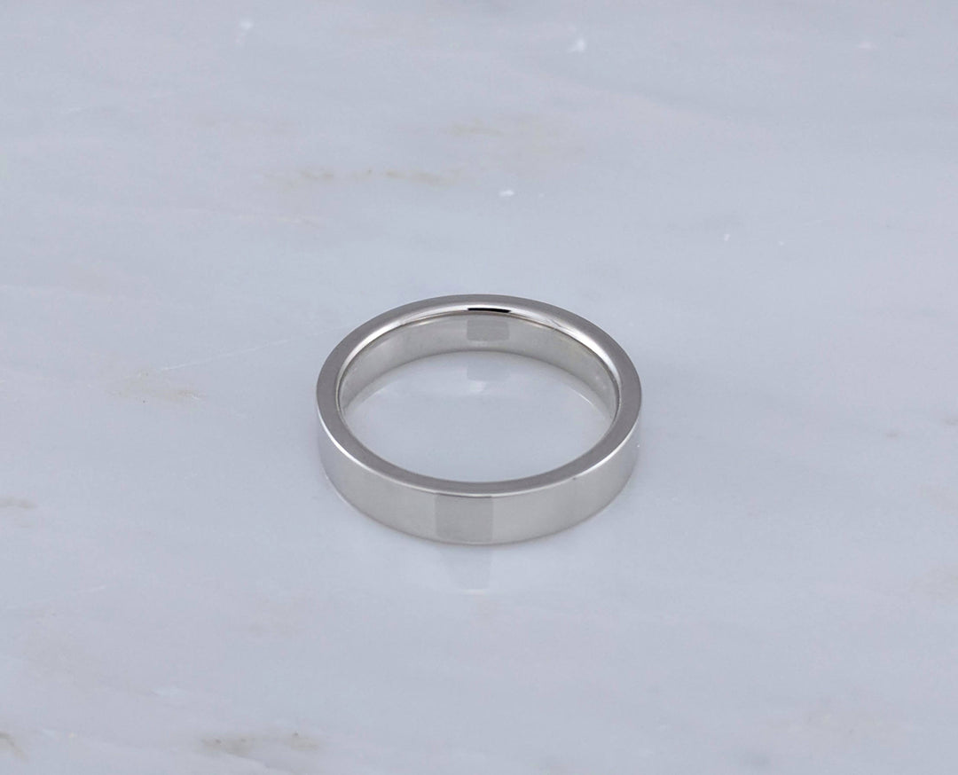 4mm 14K White Gold Flat Band