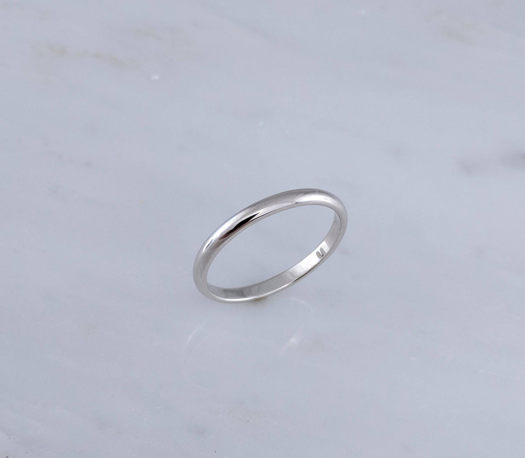 2mm 14K White Gold Half Round Band