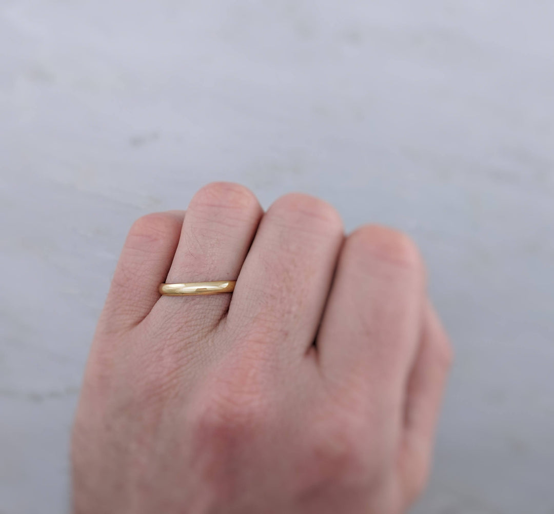 Men's 3mm 14K Yellow Gold Half Round Wedding Band – Doozie Jewelry
