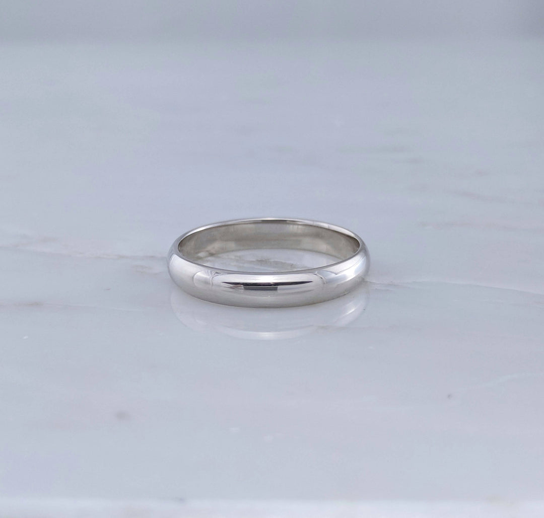 Men's 4mm 14K White Gold Half Round Band