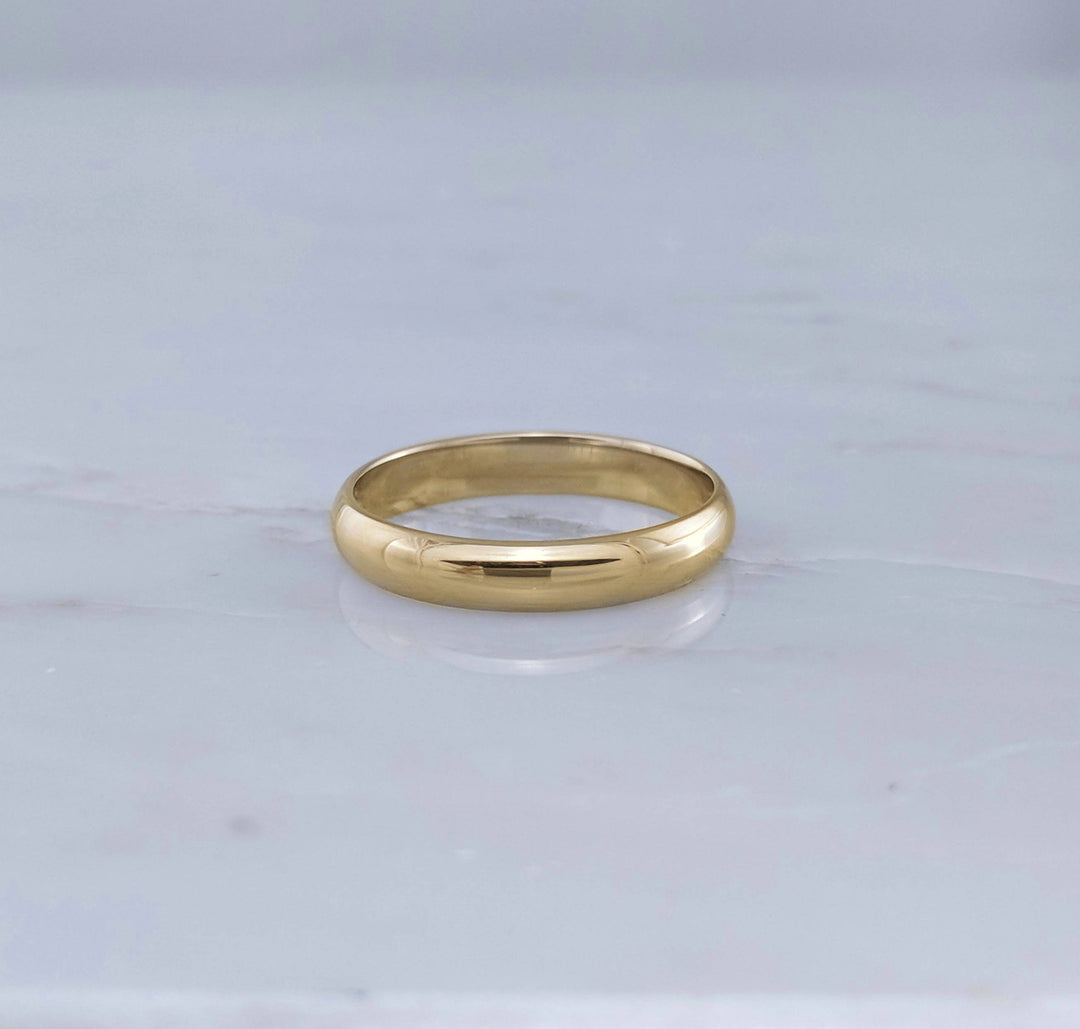 Men's 4mm 14K Yellow Gold Half Round Wedding Band