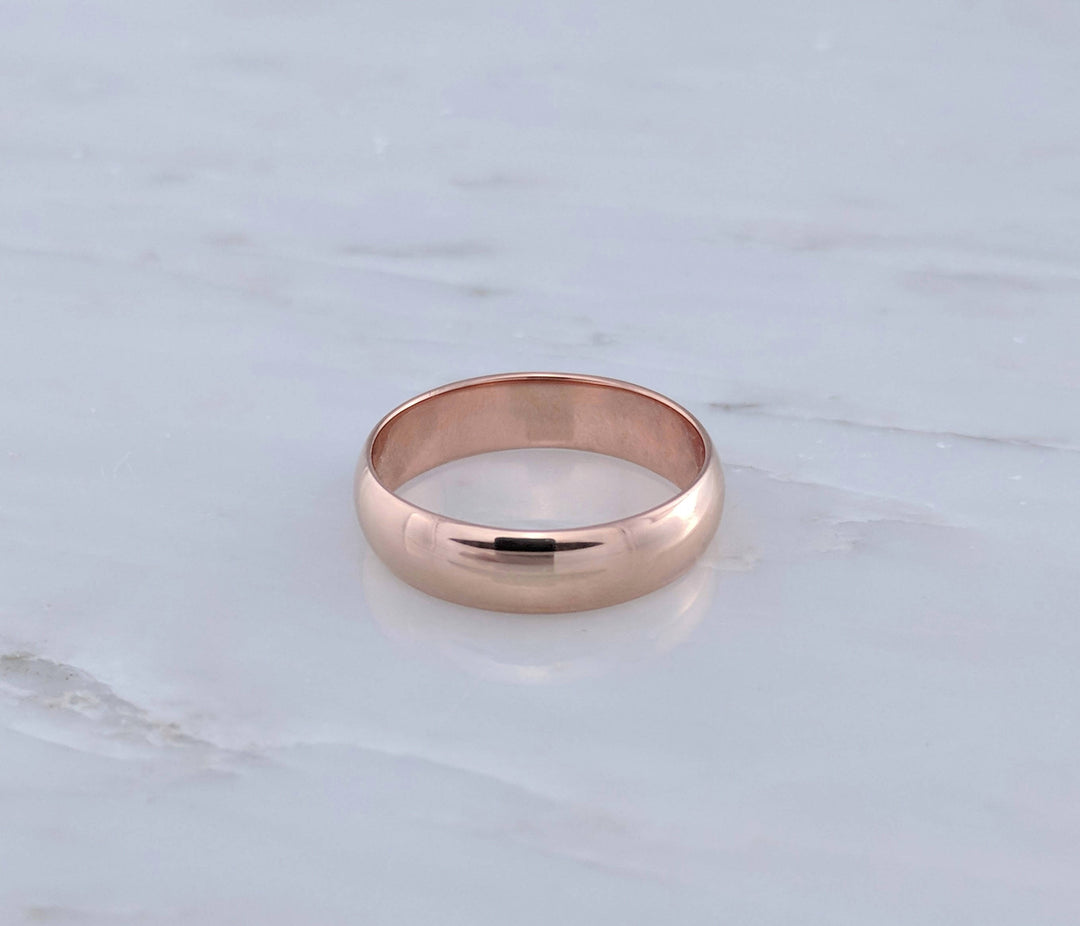 Men's 6mm 14K Rose Gold Half Round Band