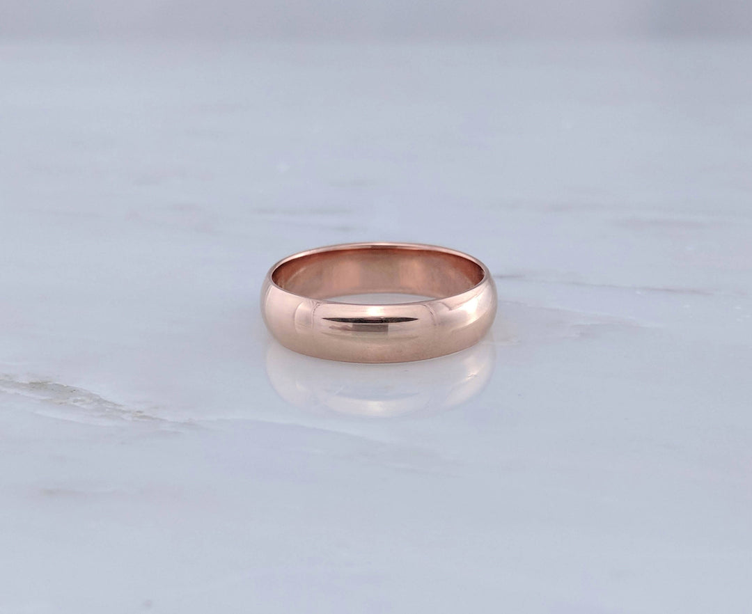 Men's 6mm 14K Rose Gold Half Round Band