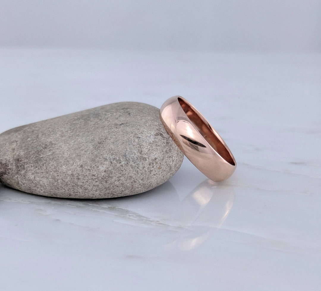 Men's 6mm 14K Rose Gold Half Round Band