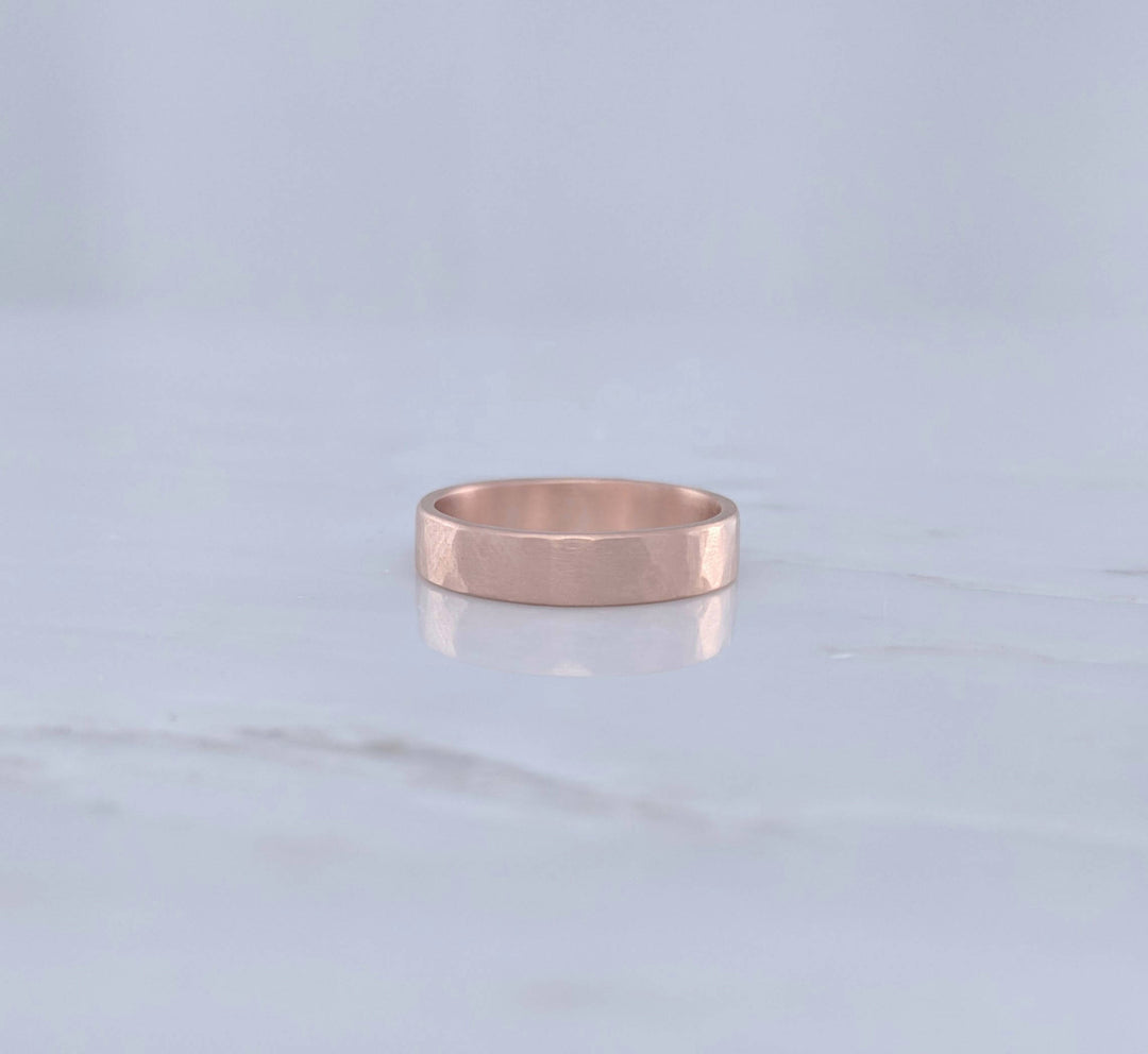 Men's 4mm Hammered Band in 14K Rose Gold