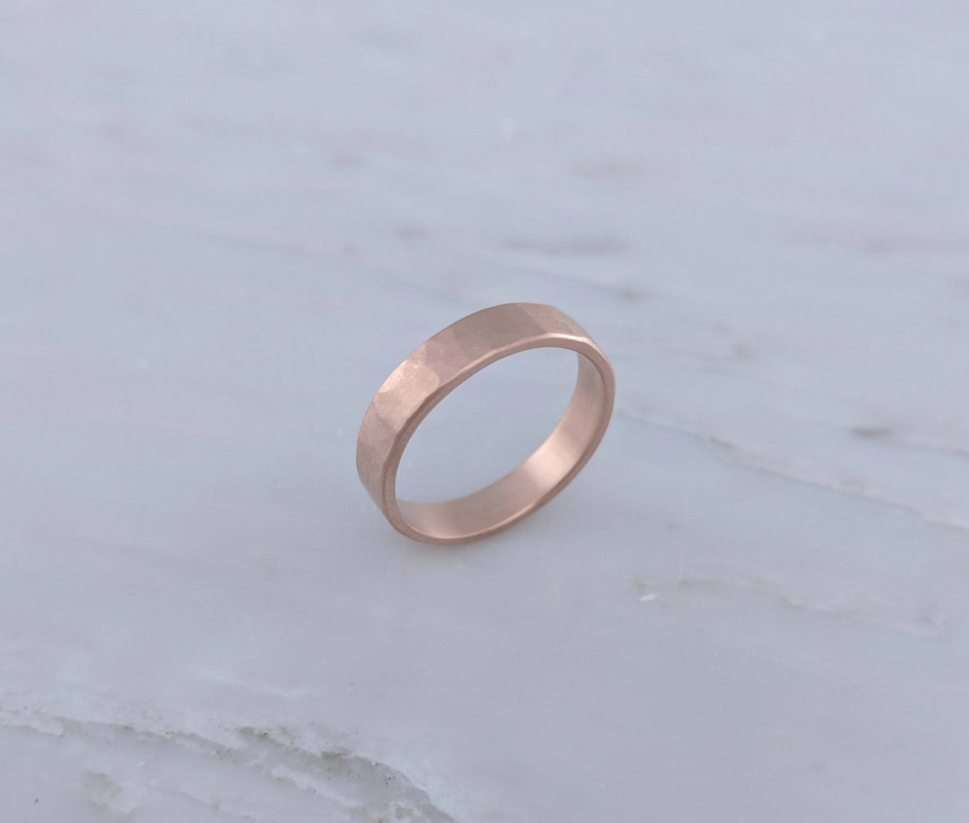 Men's 4mm Hammered Band in 14K Rose Gold